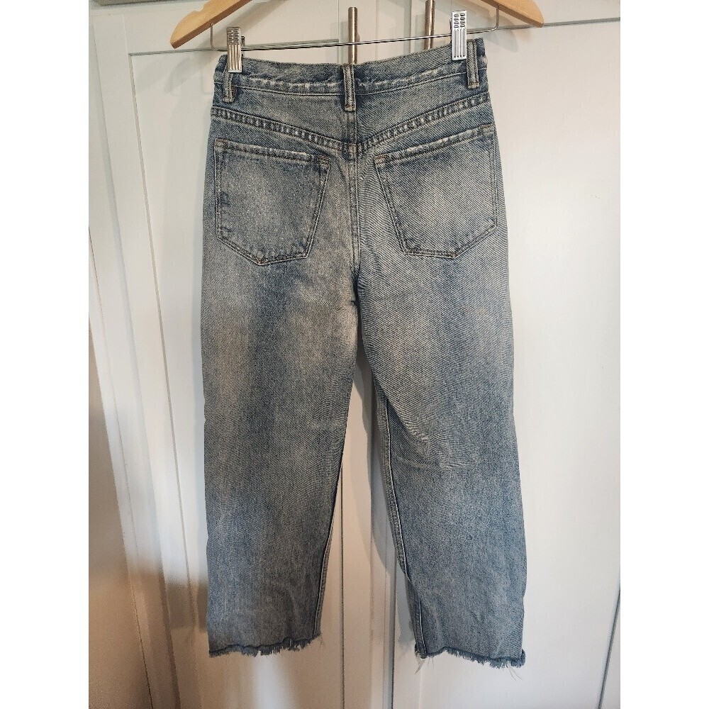 ALLSAINTS Mazzy Jeans Cropped Wide Leg Distressed 100% Cotton Sz 25 - Picture 2 of 7